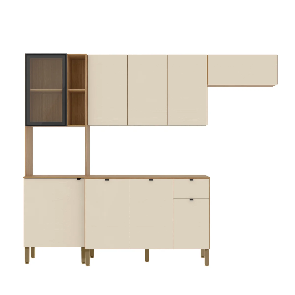 Kit Cozinha Compacta Vertical Plus Balcão 9 Portas 1 Gaveta 2 Peças  3039 - Kits Paraná